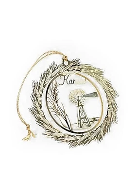 Kansas Windmill Wheat Ornament