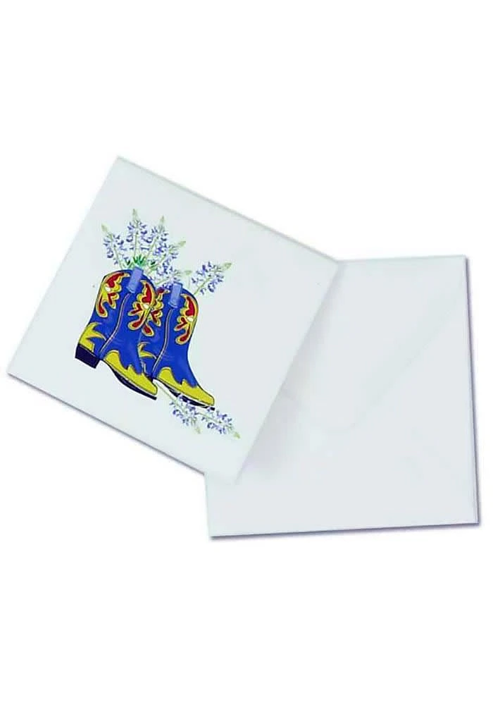Texas Blue Bonnets and Boots Card - White