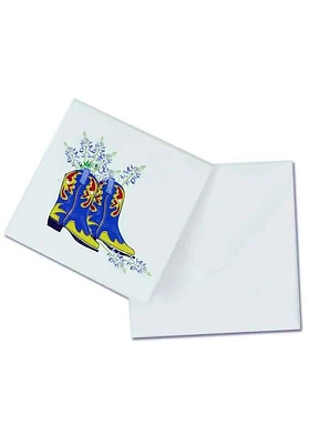 Texas Blue Bonnets and Boots Card - White