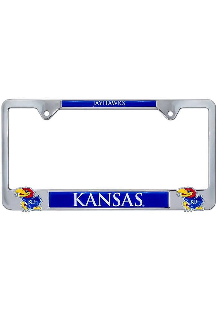 Kansas Jayhawks 3D Logo License Plate Frame - Grey