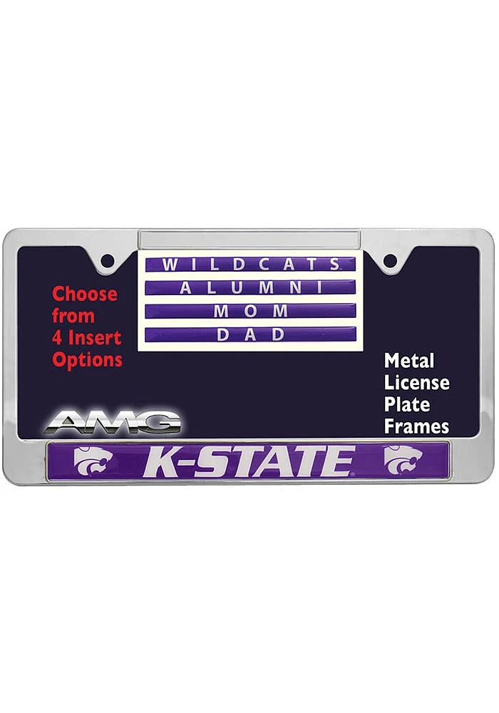 K-State Wildcats 4 Pack Insert License Plate Frame - Grey