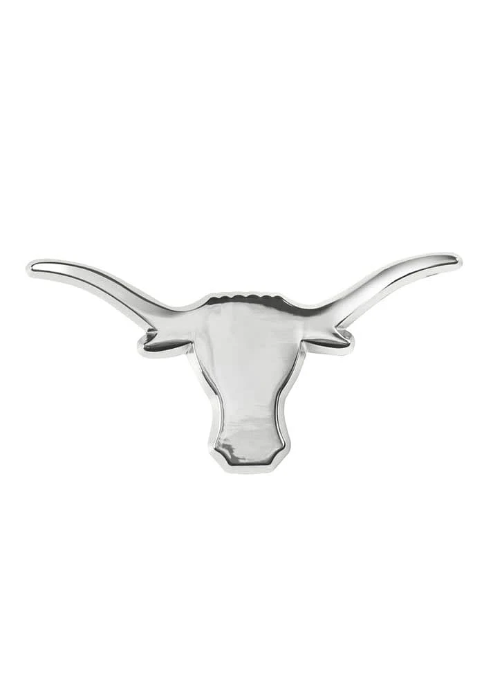Texas Longhorns Chrome Design Car Emblem - Silver