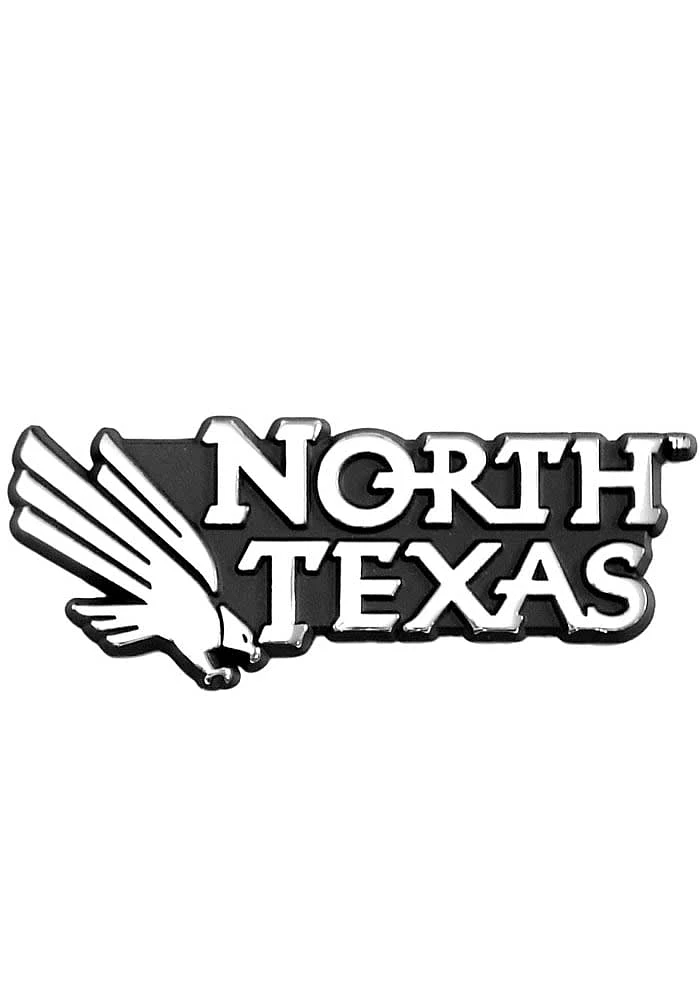 North Texas Mean Green Chrome Car Emblem - Grey