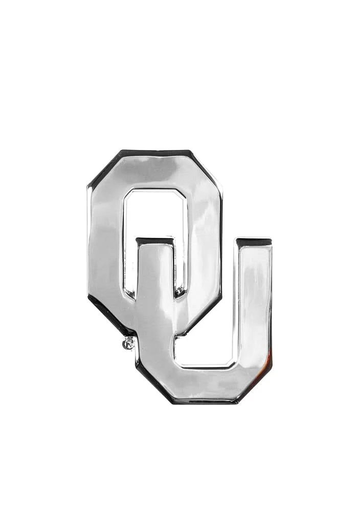 Oklahoma Sooners Chrome Design Car Emblem - Silver