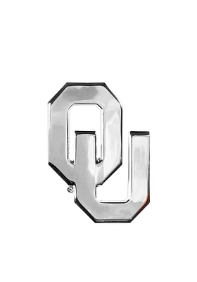 Oklahoma Sooners Chrome Design Car Emblem - Silver