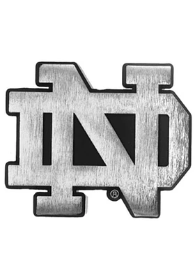 Notre Dame Fighting Irish Matte Chrome Car Emblem - Grey