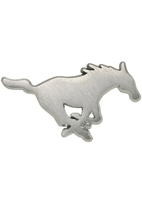 SMU Mustangs Matte Chrome Car Emblem - Grey