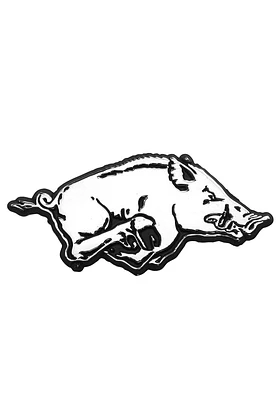 Arkansas Razorbacks Logo Chrome Car Emblem - Silver