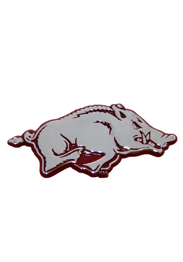 Arkansas Razorbacks Red Chrome Car Emblem - Silver