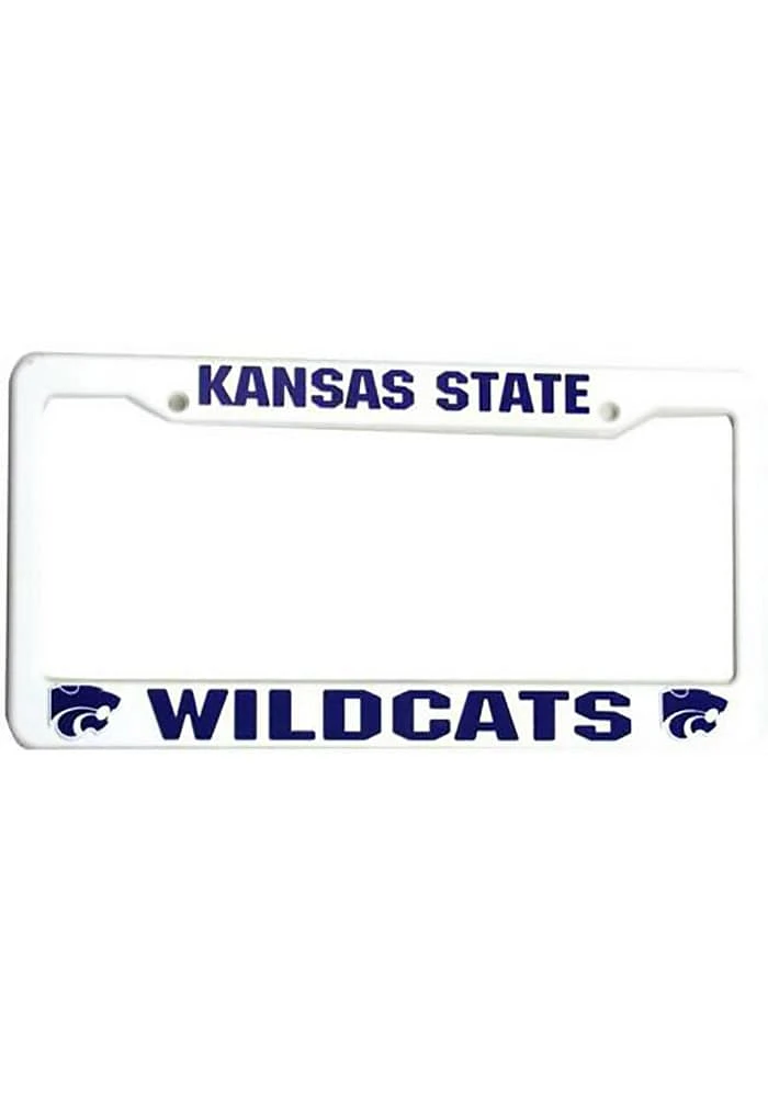K-State Wildcats White Plastic License Plate Frame - White