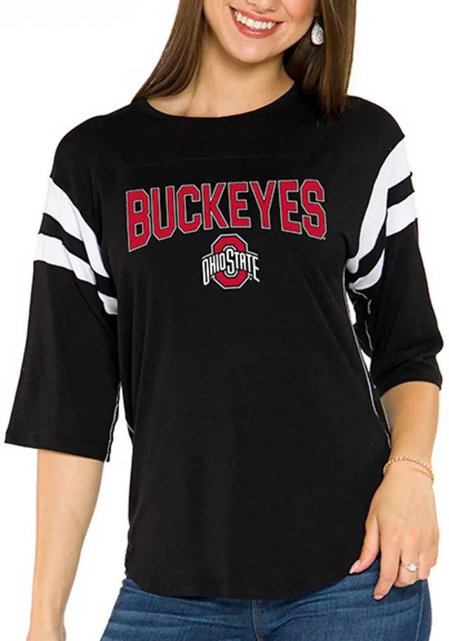 Flying Colors Ohio State Buckeyes Womens Black Abigail Design LS Tee