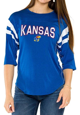 Flying Colors Kansas Jayhawks Womens Blue Abigail LS Tee
