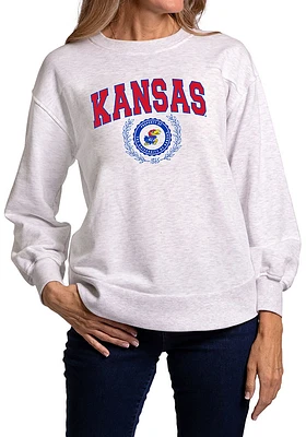 Flying Colors Kansas Jayhawks Womens Ash Yvette Crew Sweatshirt
