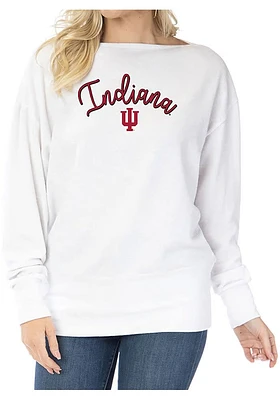 Flying Colors Indiana Hoosiers Womens White Lainey Crew Sweatshirt