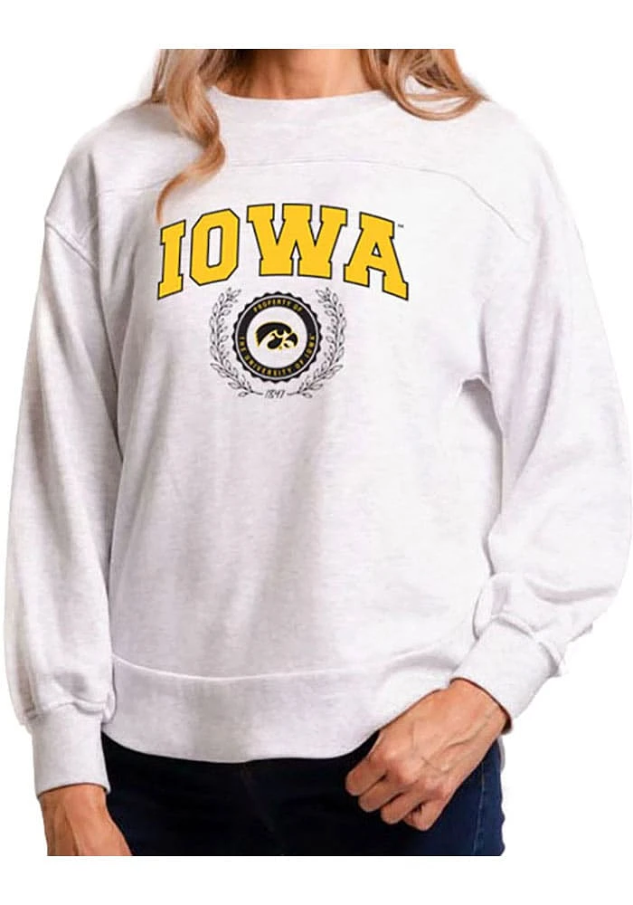 Flying Colors Iowa Hawkeyes Womens Ash Yvette Crew Sweatshirt