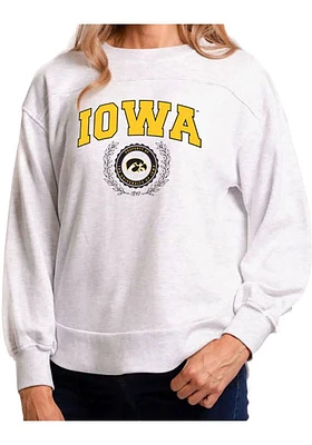 Flying Colors Iowa Hawkeyes Womens Ash Yvette Crew Sweatshirt