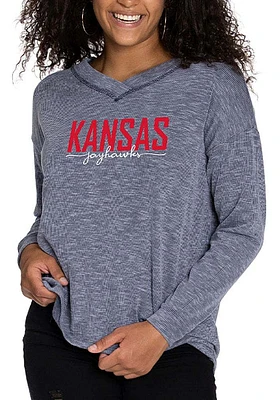 Flying Colors Kansas Jayhawks Womens Navy Blue Bailey Crew Sweatshirt