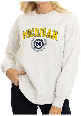 Flying Colors Michigan Wolverines Womens Ash Yvette Crew Sweatshirt