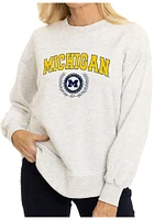 Flying Colors Michigan Wolverines Womens Ash Yvette Crew Sweatshirt