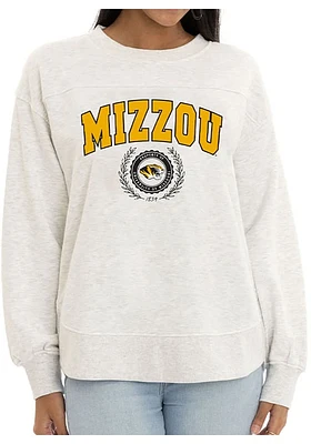 Flying Colors Missouri Tigers Womens Ash Yvette Crew Sweatshirt
