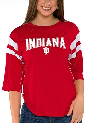 Flying Colors Indiana Hoosiers Womens Red Abigail 3/4 Sleeve LS Tee
