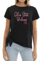 Flying Colors Ohio State Buckeyes Womens Black Sophie Side Tie Short Sleeve T-Shirt