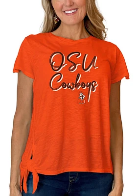 Flying Colors Oklahoma State Cowboys Womens Orange Sophie Side Tie Short Sleeve T-Shirt