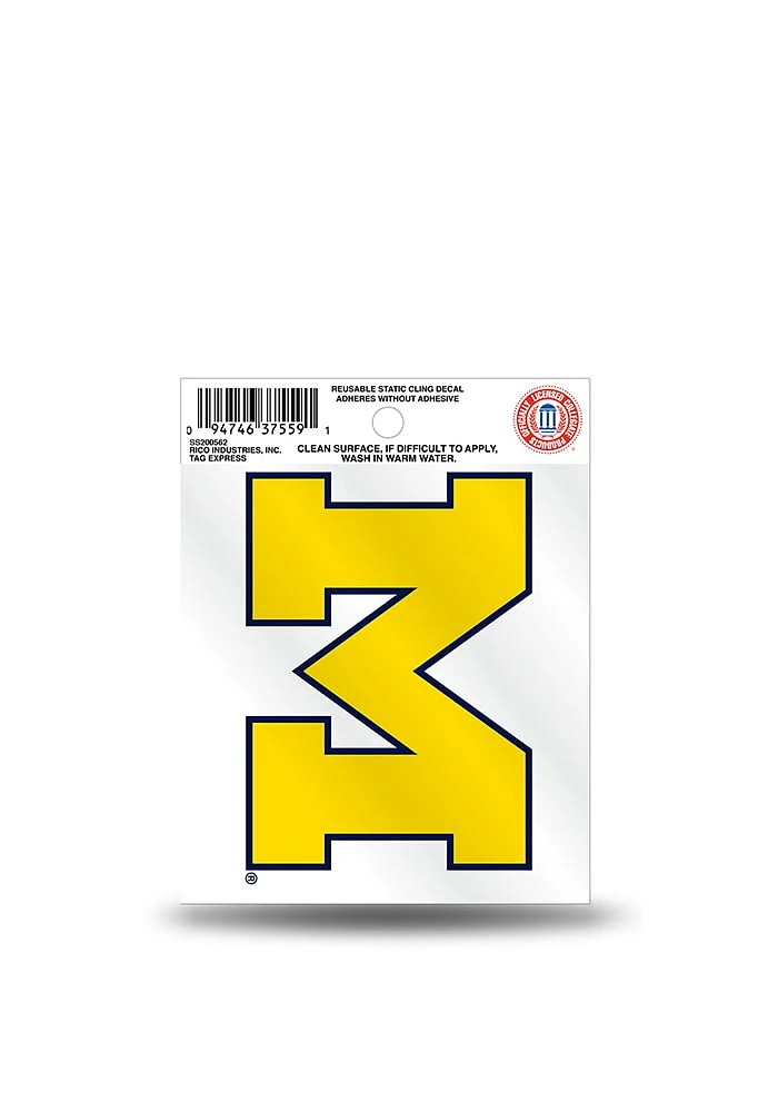 Michigan Wolverines Small Auto Static Cling Decal - Yellow