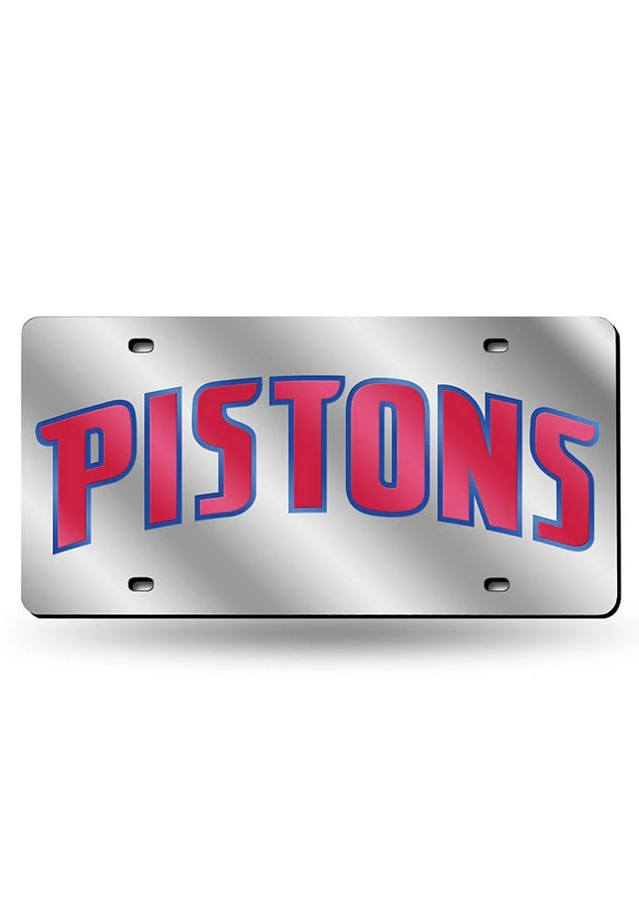 Detroit Pistons Team Logo Silver Car Accessory License Plate
