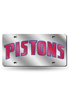 Detroit Pistons Team Logo Silver Car Accessory License Plate
