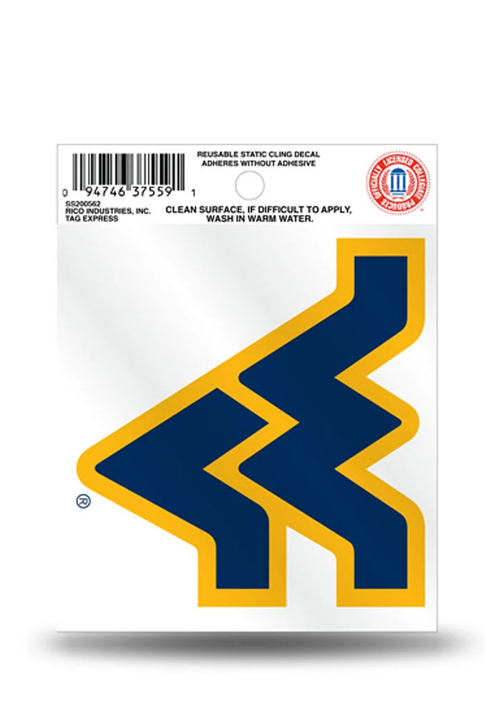 West Virginia Mountaineers Small Auto Static Cling Decal - Gold