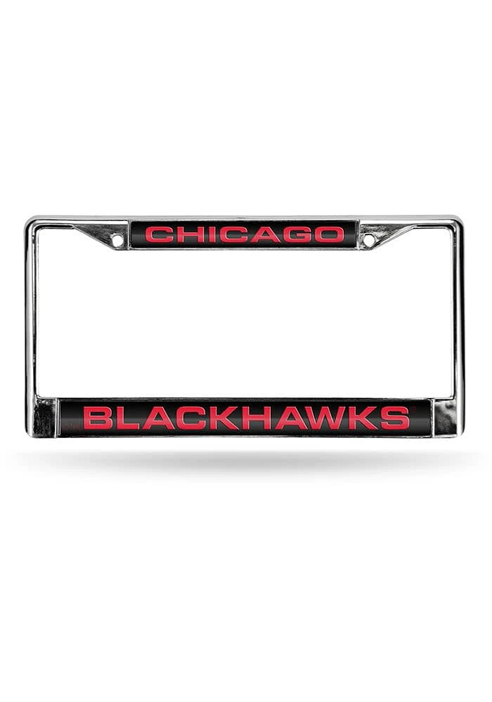 Chicago Blackhawks Team Name Chrome License Plate Frame - Red