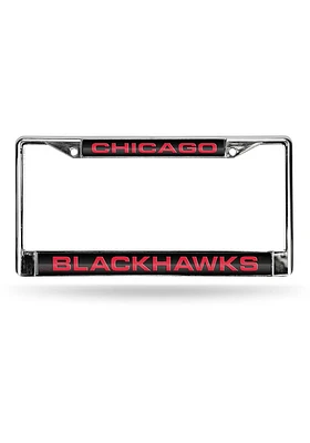 Chicago Blackhawks Team Name Chrome License Plate Frame - Red