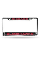 Chicago Blackhawks Team Name Chrome License Plate Frame - Red
