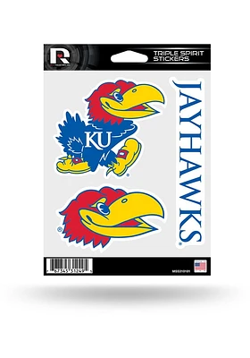 Kansas Jayhawks 3pk Auto Decal - Blue