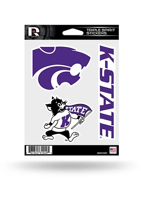 K-State Wildcats 3pk Auto Decal - Purple