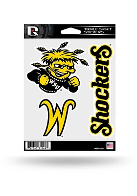 Wichita State Shockers 3pk Auto Decal - Yellow