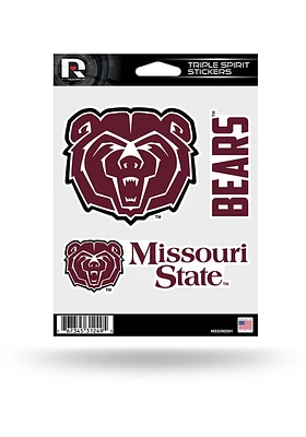 Missouri State Bears 3pk Auto Decal - Maroon