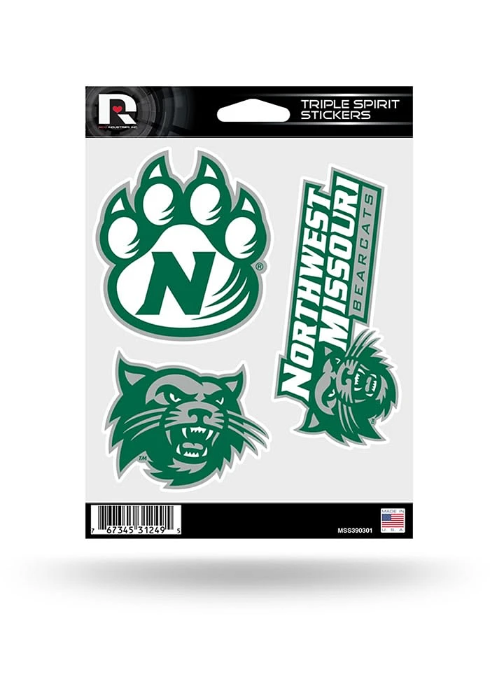 Northwest Missouri State Bearcats 3pk Auto Decal - Green
