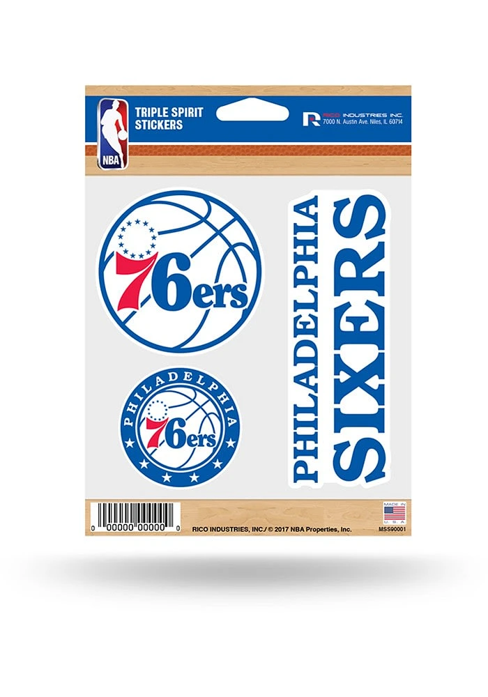 Philadelphia 76ers 3pk Auto Decal - Blue