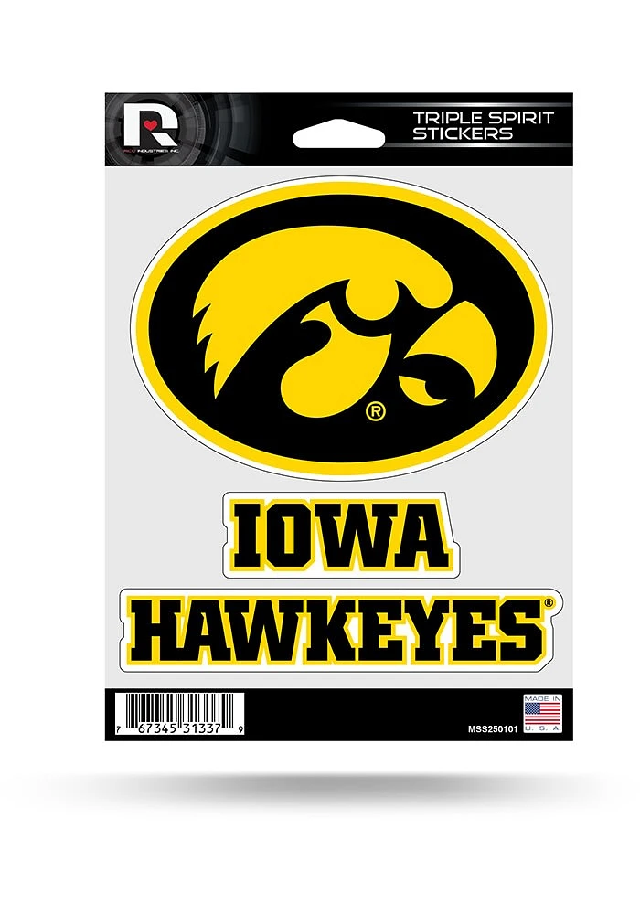 Iowa Hawkeyes 3PK Auto Decal - Yellow