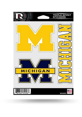Michigan Wolverines 3PK Auto Decal - Blue