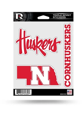 Nebraska Cornhuskers 3PK Auto Decal - Red