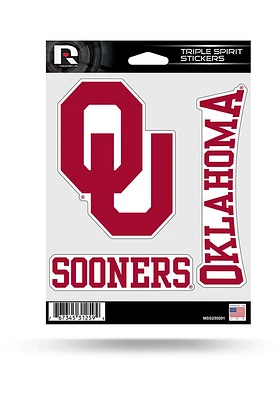 Oklahoma Sooners 3PK Auto Decal - Crimson