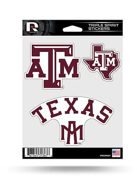 Texas A&M Aggies 3PK Auto Decal - Maroon