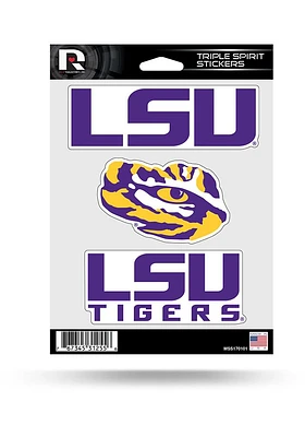 LSU Tigers 3PK Auto Decal - Yellow
