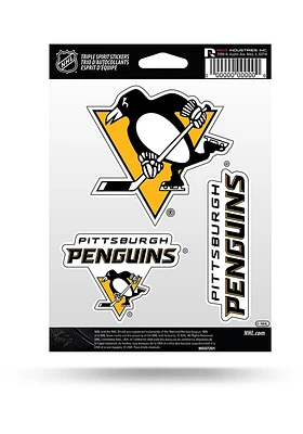 Pittsburgh Penguins 3PK Auto Decal - Yellow