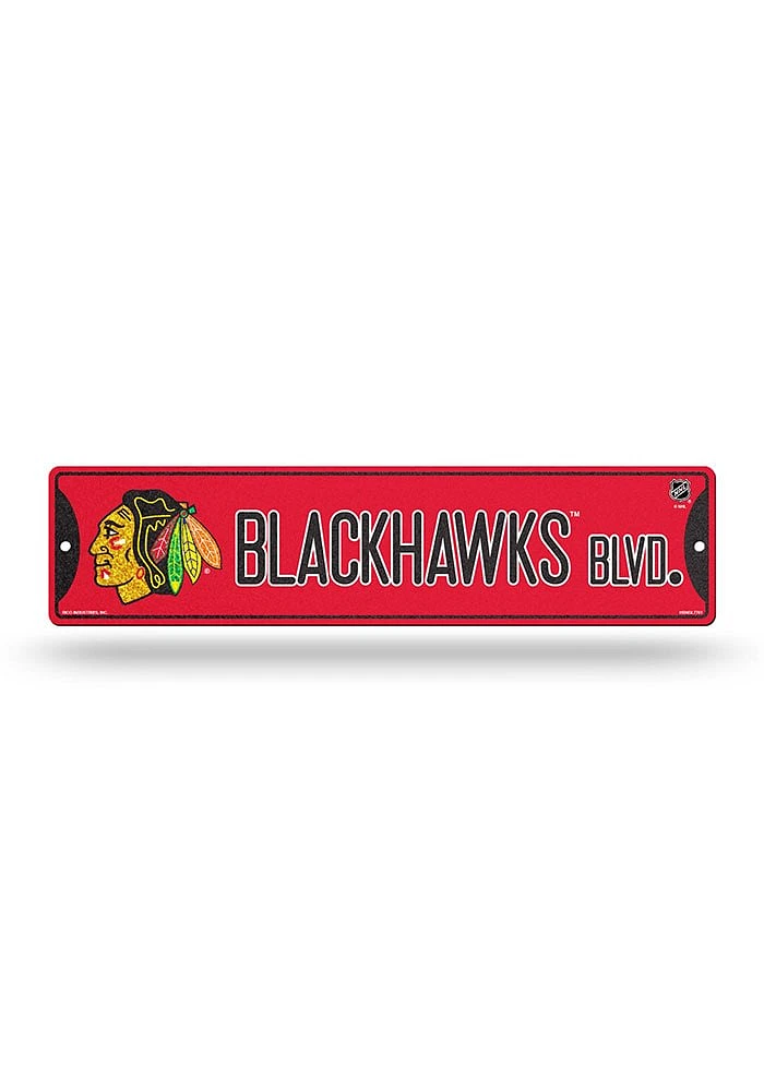 Chicago Blackhawks Glitter Street Sign - Black