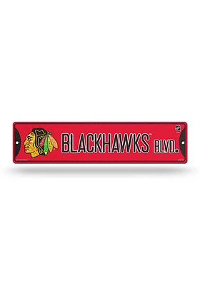 Chicago Blackhawks Glitter Street Sign - Black
