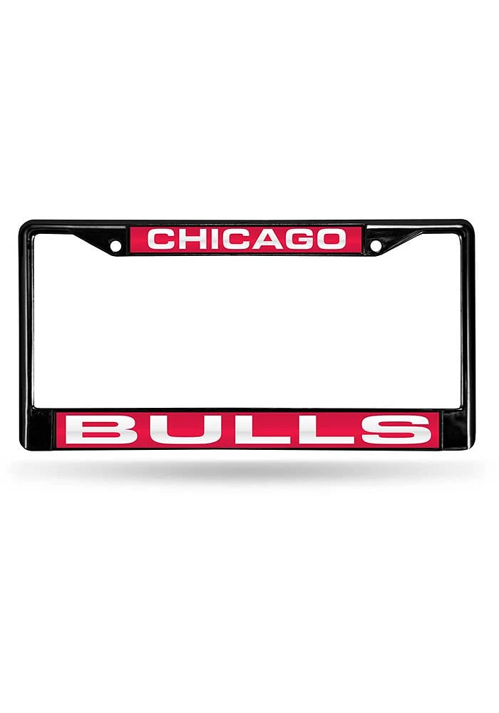 Chicago Bulls Chrome License Plate Frame - Black